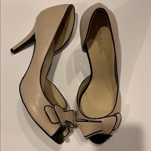 Kelly & Katie peep toe 3 1/2” beige heel. Size 10.